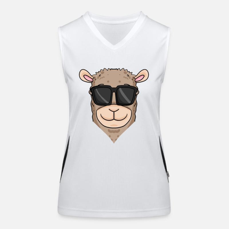 Cool llama with sunglasses Women's Functional Contrast Tank Top