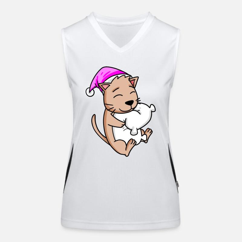 Cat with pillow Women's Functional Contrast Tank Top