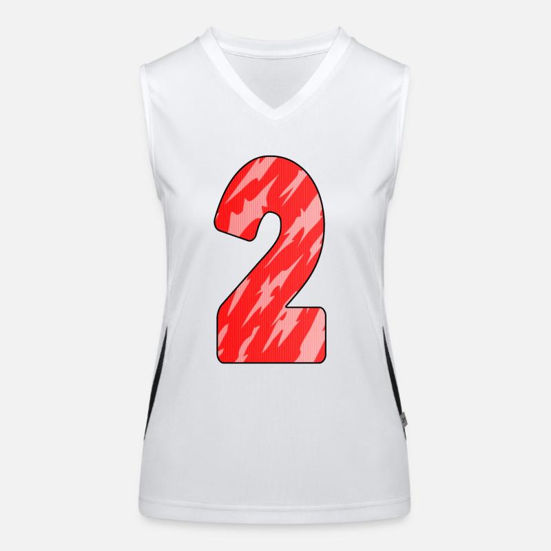 Nummer 2 Rot Muster Funktionelles Kontrast-Tank Top für Frauen