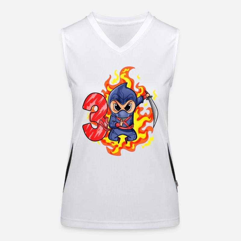 3. Geburtstag Junge 3 Jahre alt Ninja Funktionelles Kontrast-Tank Top für Frauen