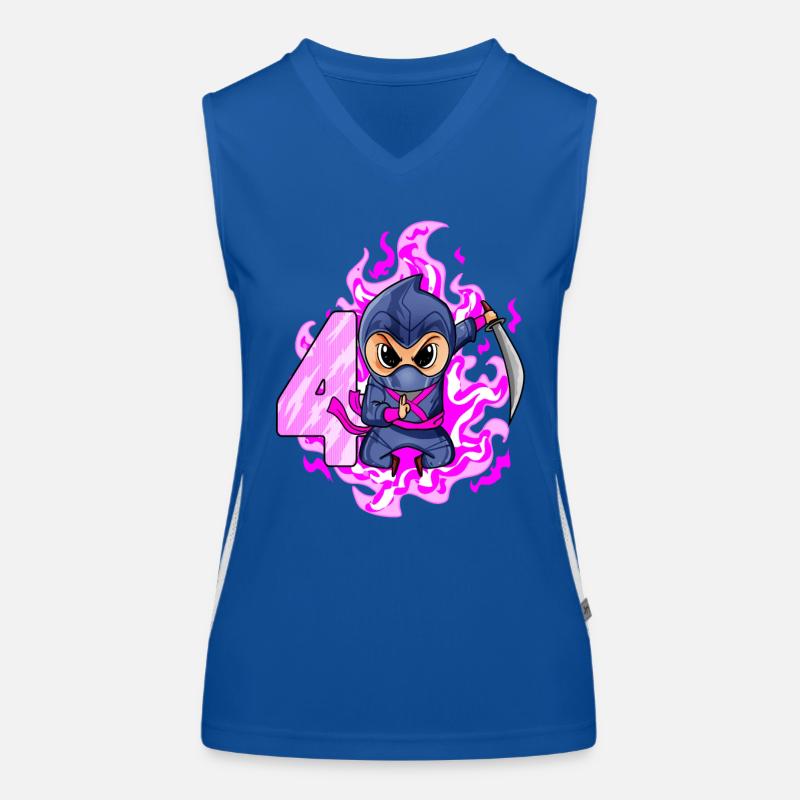 4. Geburtstag Mädchen 4 Jahre alt Ninja Funktionelles Kontrast-Tank Top für Frauen
