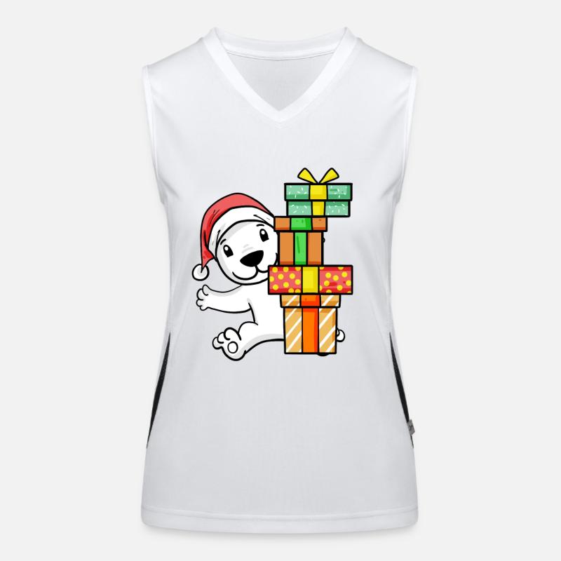 Weihnachten Eisbär mit Geschenke Funktionelles Kontrast-Tank Top für Frauen