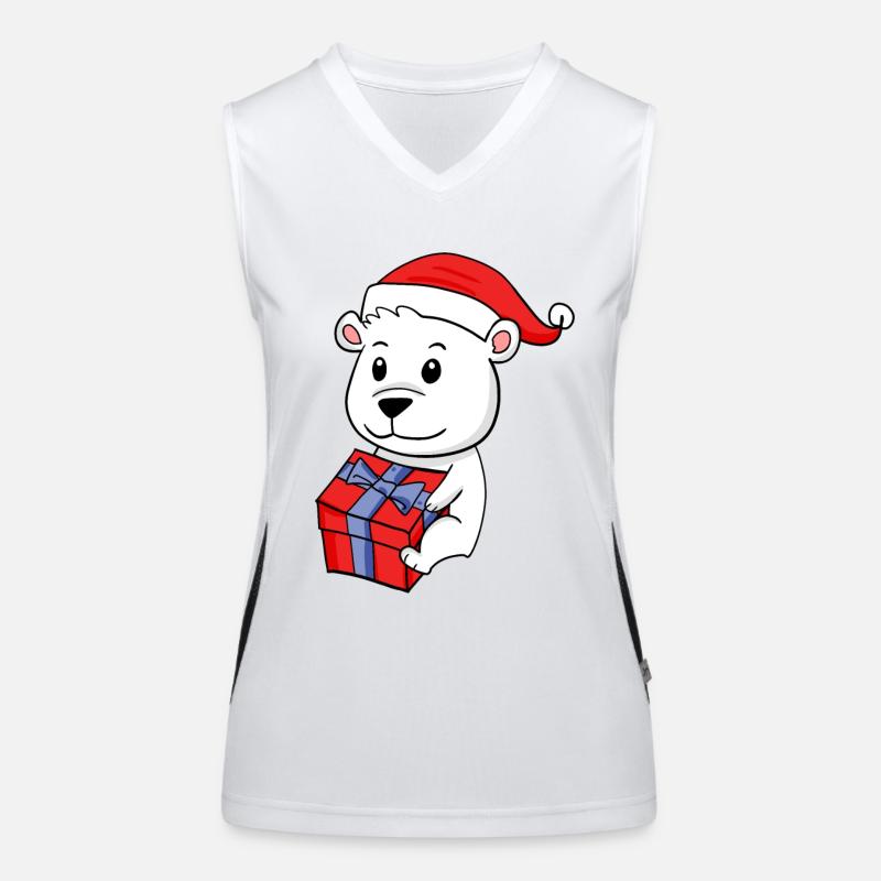 Weihnachten Eisbär mit Geschenke Funktionelles Kontrast-Tank Top für Frauen