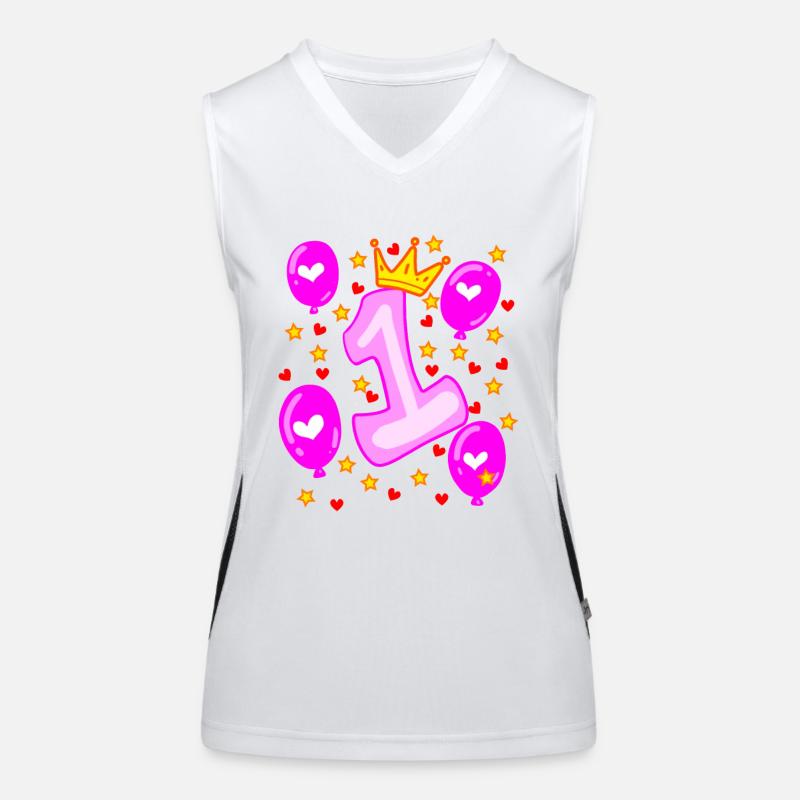 1. Geburtstag Mädchen Luftballons Krone Sterne Funktionelles Kontrast-Tank Top für Frauen