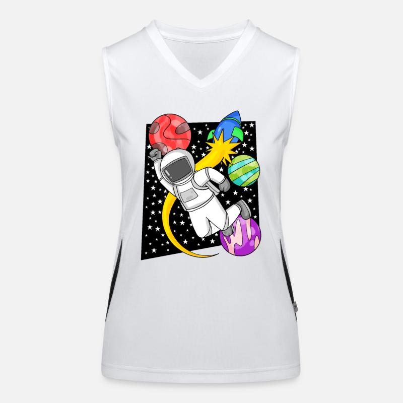 Astronaut Motif Outer Space Women's Functional Contrast Tank Top