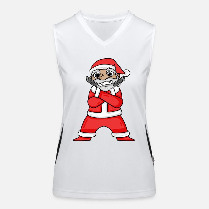 Weihnachtsmann mit Waffen Funktionelles Kontrast-Tank Top für Frauen
