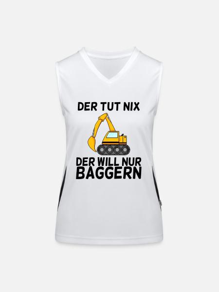 Bagger Spruch Baggerfahrer Baggern - Funktionelles Kontrast-Tank Top für Frauen - Weiß/Schwarz - Vorne