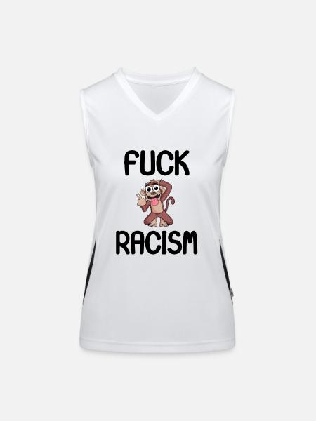 Contre le racisme - Débardeur respirant contrasté Femme - blanc/noir - Devant