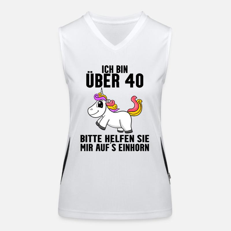 40. Geburtstag Frau 40 Jahre Einhorn Funktionelles Kontrast-Tank Top für Frauen