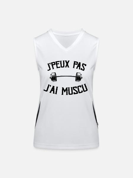 Je Peux Pas J'ai Muscu - Débardeur respirant contrasté Femme - blanc/noir - Devant
