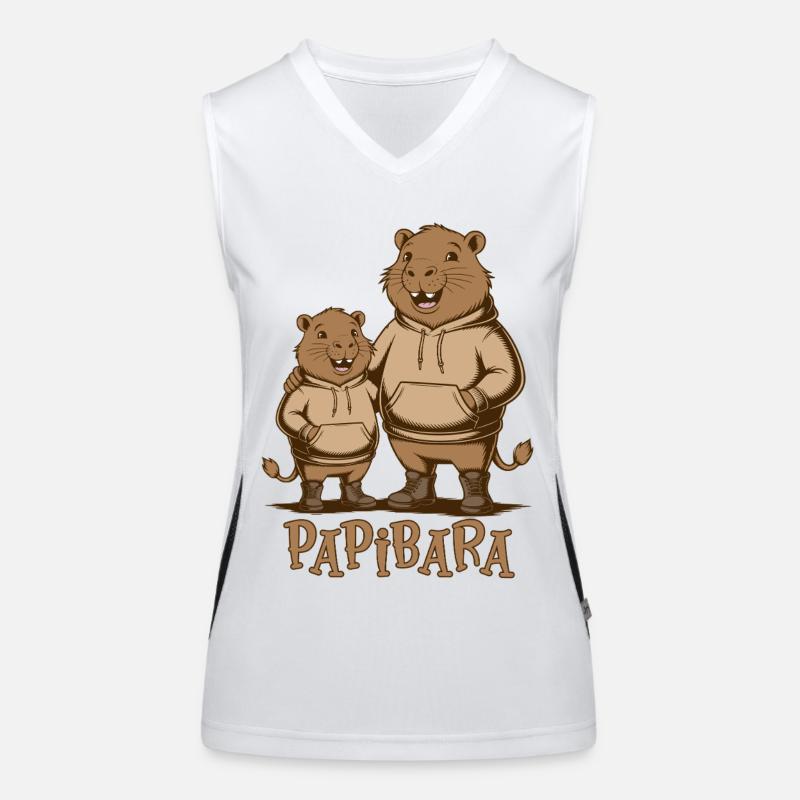 Papibara Papi Capybara Vater Lustig Papa Vatertag Funktionelles Kontrast-Tank Top für Frauen