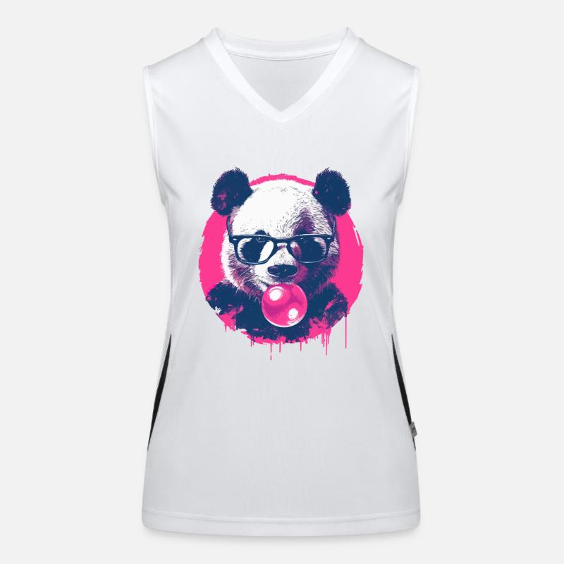 Panda mit Brille und Kaugummi Funktionelles Kontrast-Tank Top für Frauen
