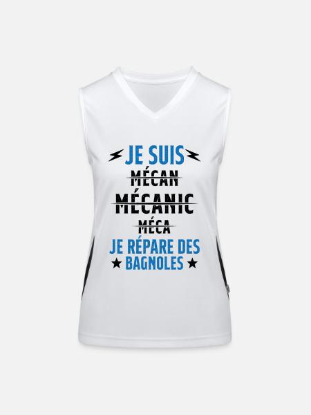 Je suis un Super Mecanicien - idée cadeau - Débardeur respirant contrasté Femme - blanc/noir - Devant