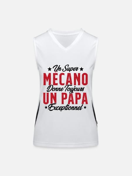 Mécano Papa Cadeau Drôle Fête Des Pères Garagiste - Débardeur respirant contrasté Femme - blanc/noir - Devant