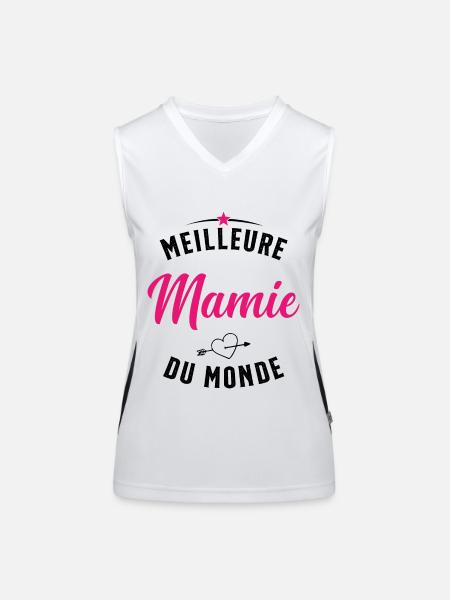 Meilleure Mamie Du Monde Humour Cadeau - Débardeur respirant contrasté Femme - blanc/noir - Devant