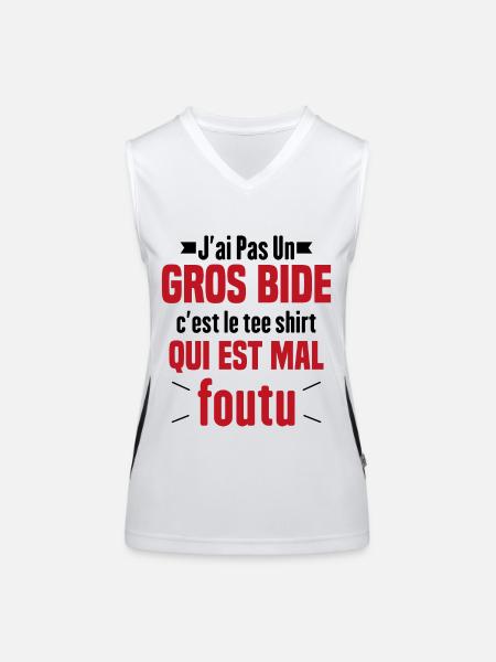 J'ai Pas Un Gros Bide Humour Cadeau - Débardeur respirant contrasté Femme - blanc/noir - Devant