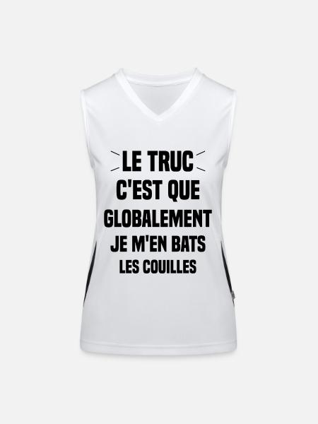 Le Truc C'est Que Je M'en Bats Les Couilles - Débardeur respirant contrasté Femme - blanc/noir - Devant