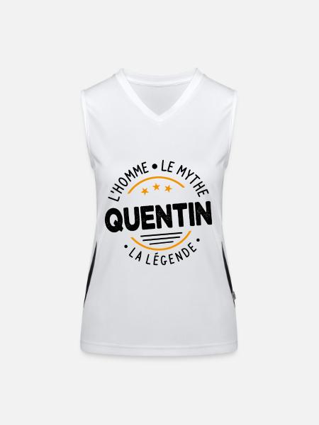 Quentin L'Homme Le Mythe La Légende Cadeau Humour - Débardeur respirant contrasté Femme - blanc/noir - Devant