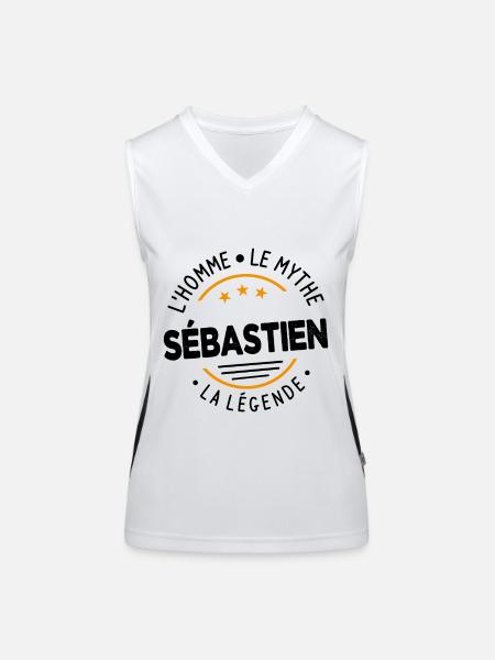 Sébastien L'Homme LeMythe La Légende Cadeau Humour - Débardeur respirant contrasté Femme - blanc/noir - Devant