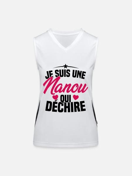 Je suis une Nanou qui Déchire Cadeau Anniversaire - Débardeur respirant contrasté Femme - blanc/noir - Devant
