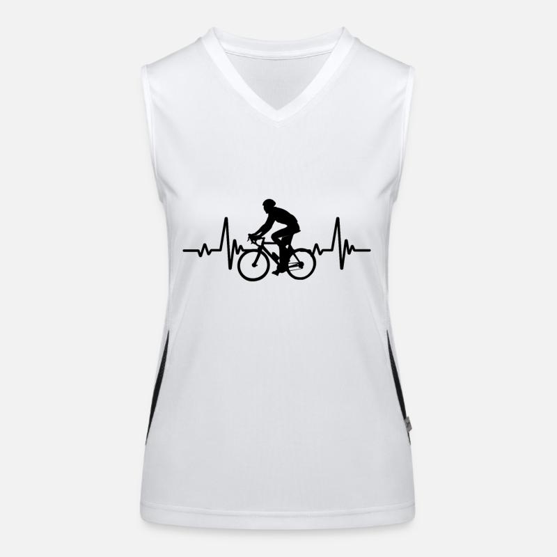 Fréquence cardiaque de vélo de route Heartbeat Line Bicycle Débardeur respirant contrasté Femme