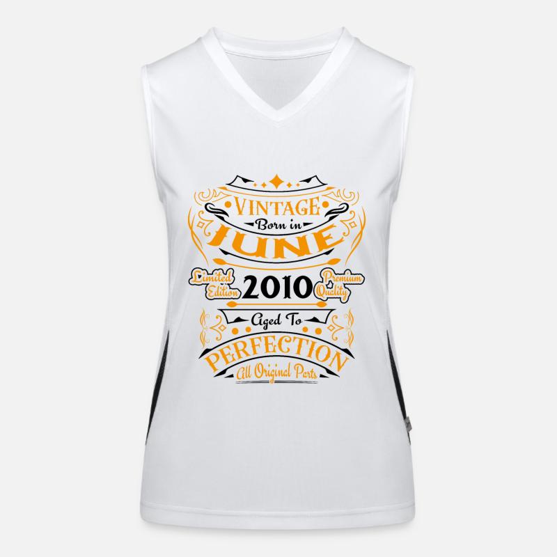 Juni 2010 Vintage Geburtstag Retro Geschenk Funktionelles Kontrast-Tank Top für Frauen
