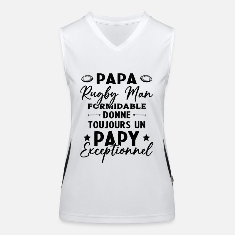 Papa Rugbyman Formidable Papy Exceptionnel Cadeau Débardeur respirant contrasté Femme