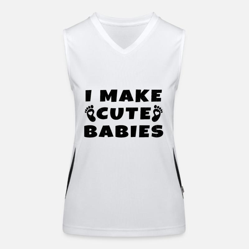 Frau, die ich hübsche Babys mache Kind Humor Funktionelles Kontrast-Tank Top für Frauen