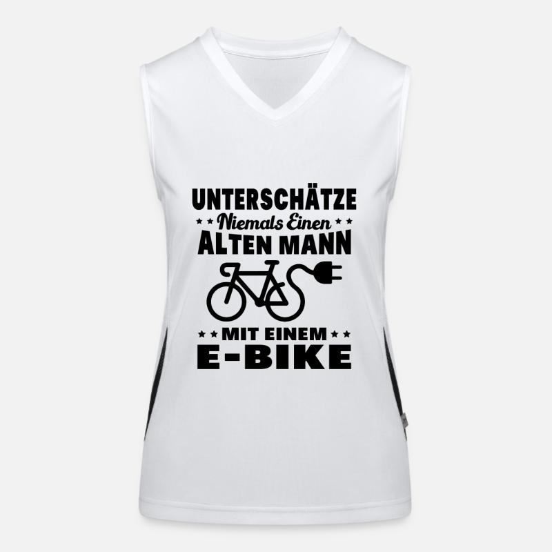 Einen alten Mann mit einem E-Bike Funktionelles Kontrast-Tank Top für Frauen