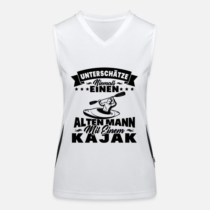 Alten mann mit einem Kajak Funktionelles Kontrast-Tank Top für Frauen