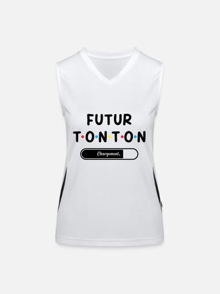 Homme Annonce Grossesse Tonton Futur Tonton - Débardeur respirant contrasté Femme - blanc/noir - Devant