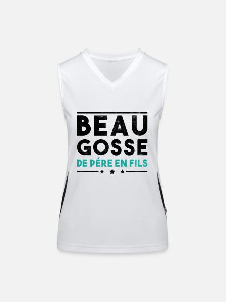 Beau Gosse De Père En Fils - Débardeur respirant contrasté Femme - blanc/noir - Devant
