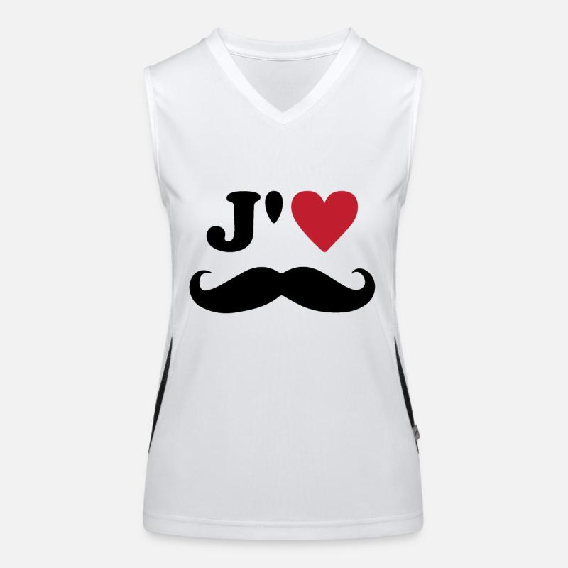 J'aime la moustache Saint Valentin Mari Papa Amour Débardeur respirant contrasté Femme