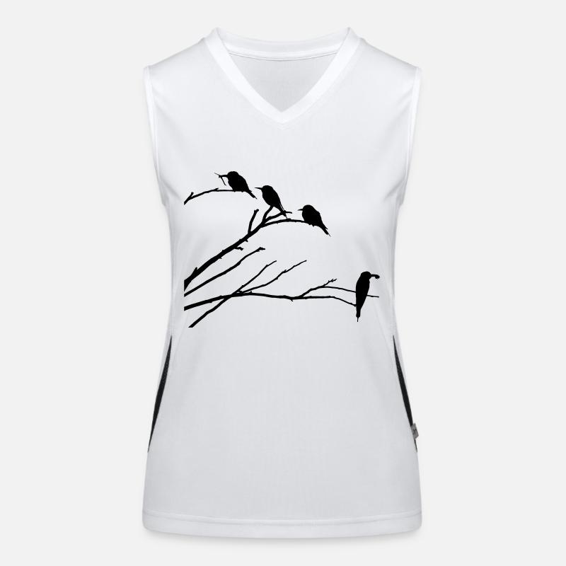 Birds on branch Women's Functional Contrast Tank Top