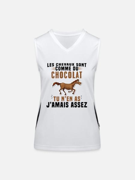 Les chevaux sont comme du chocolat - Débardeur respirant contrasté Femme - blanc/noir - Devant