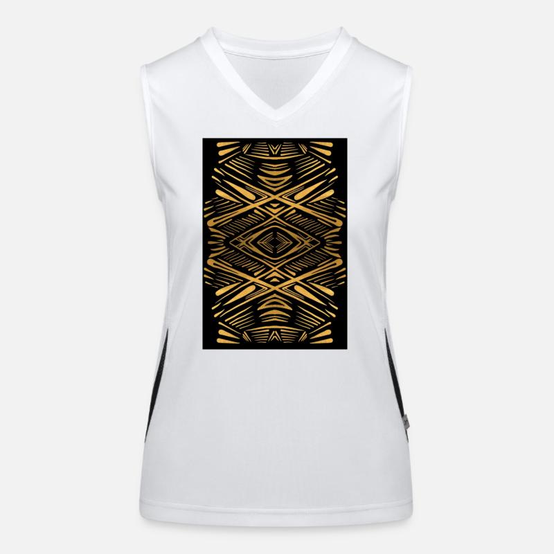 Ethnic gold pattern on black Women's Functional Contrast Tank Top