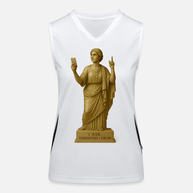 Antike Philosophenstatue mit Botschaft Funktionelles Kontrast-Tank Top für Frauen