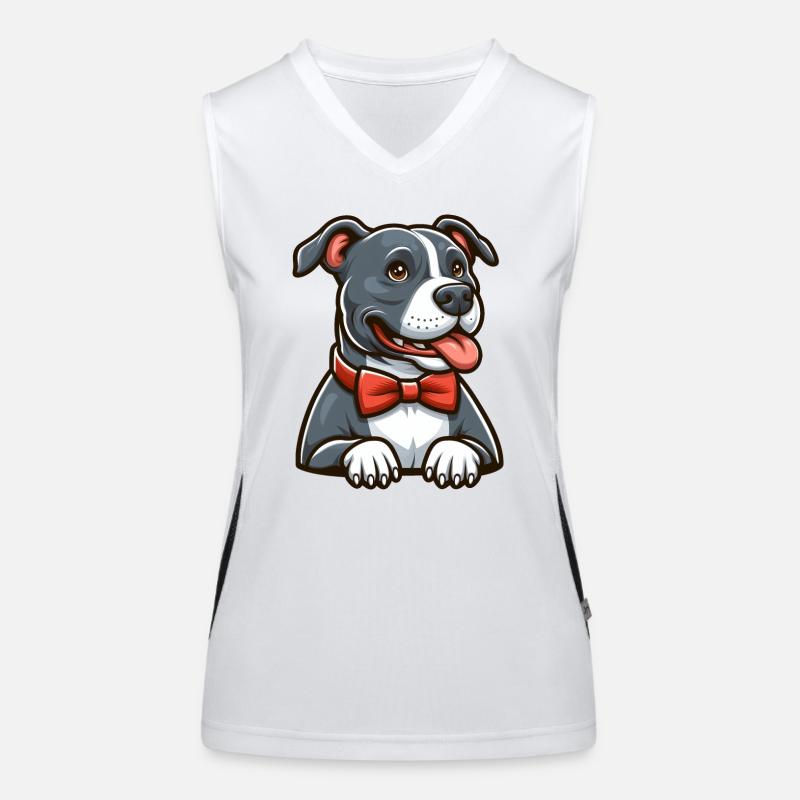 Pitbull mit Fliege Funktionelles Kontrast-Tank Top für Frauen