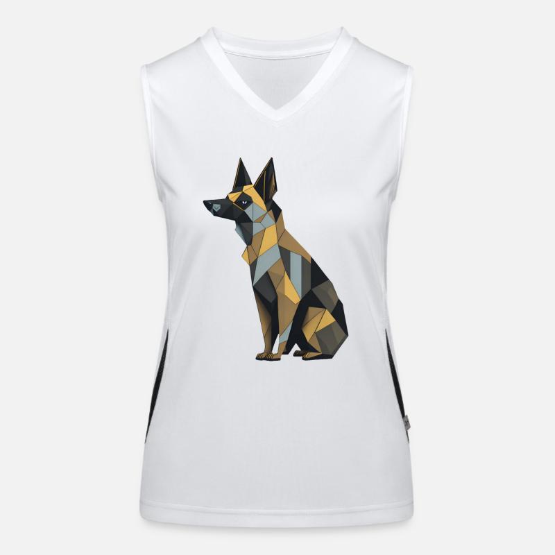 Geometric German Shepherd Dog Women's Functional Contrast Tank Top