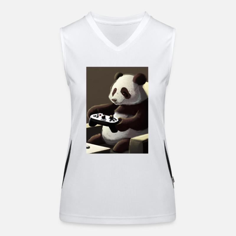 Panda mit Controller Funktionelles Kontrast-Tank Top für Frauen