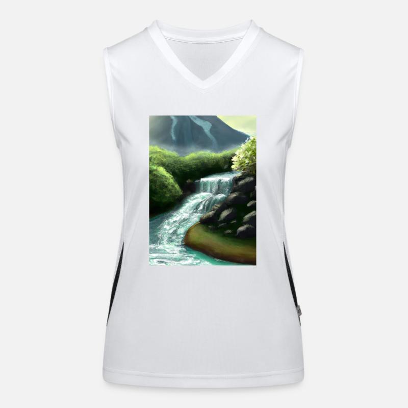 Forest River Wasserfall Funktionelles Kontrast-Tank Top für Frauen