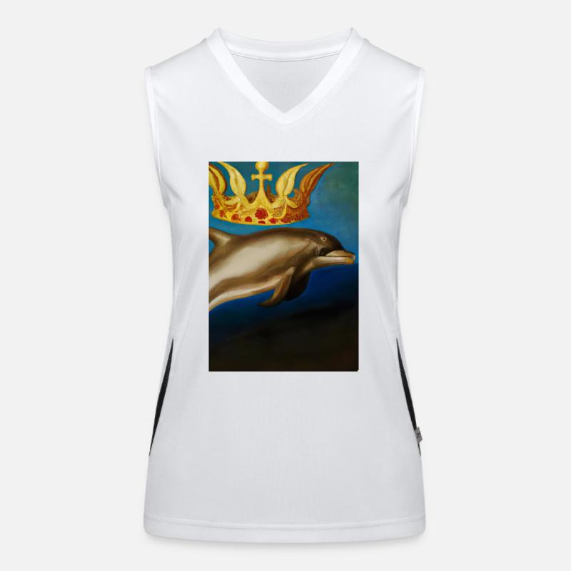Delfin mit Krone Funktionelles Kontrast-Tank Top für Frauen