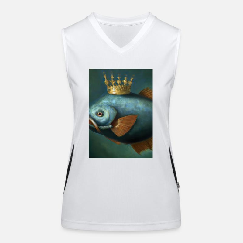 Fisch mit Krone Funktionelles Kontrast-Tank Top für Frauen