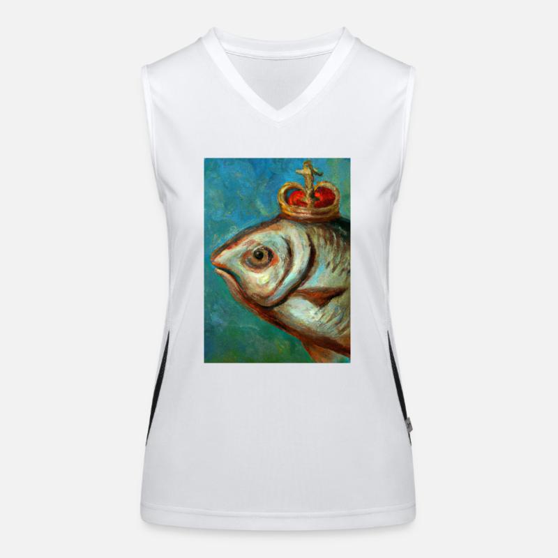 Fisch mit Krone Funktionelles Kontrast-Tank Top für Frauen