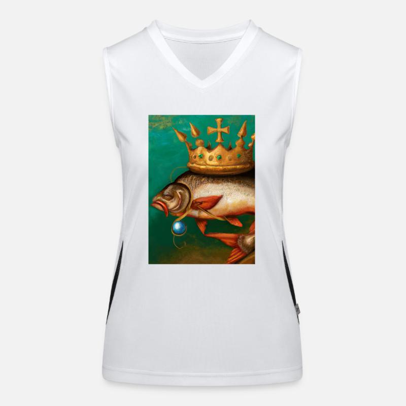 Fisch mit Krone Funktionelles Kontrast-Tank Top für Frauen