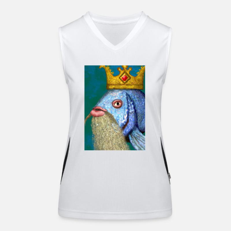 Fisch mit Krone Funktionelles Kontrast-Tank Top für Frauen