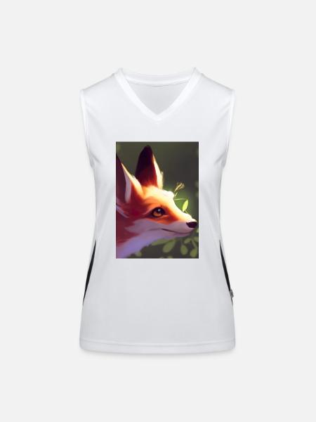 Niedliche Fuchs-Malerei - Funktionelles Kontrast-Tank Top für Frauen - Weiß/Schwarz - Vorne