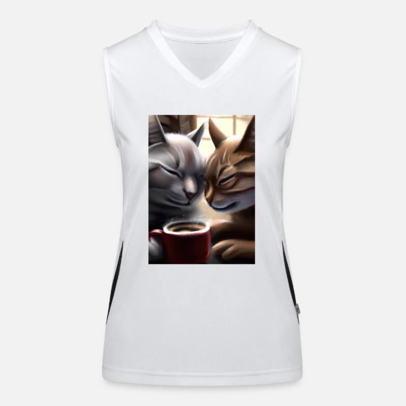 Two Cats Kaffee Funktionelles Kontrast-Tank Top für Frauen
