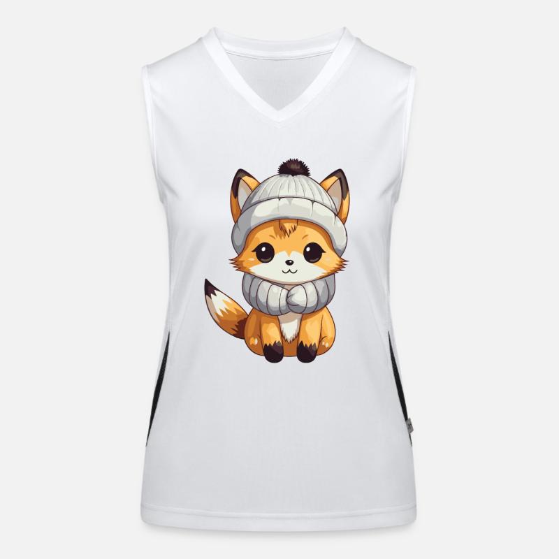 Fuchs Winter Comic Funktionelles Kontrast-Tank Top für Frauen