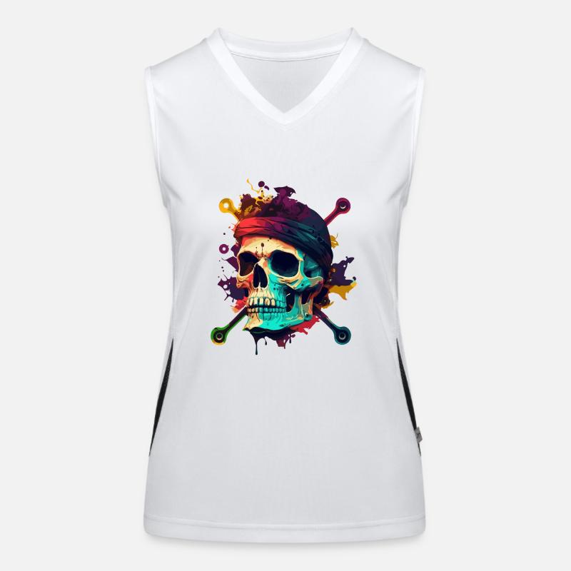 Skull and bones pirate Débardeur respirant contrasté Femme